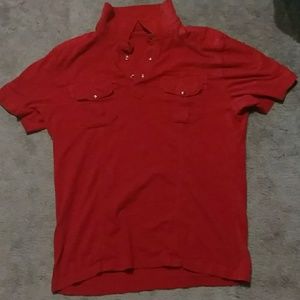 Medium red 3 button polo style shirt
